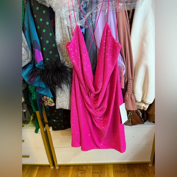 jay godfrey pink sequin dress JAYGODFREY | Dresses | Jay Godfrey Hot Pink Neon Fuchsia Sequin Mini Dress  Size 4 Nwt